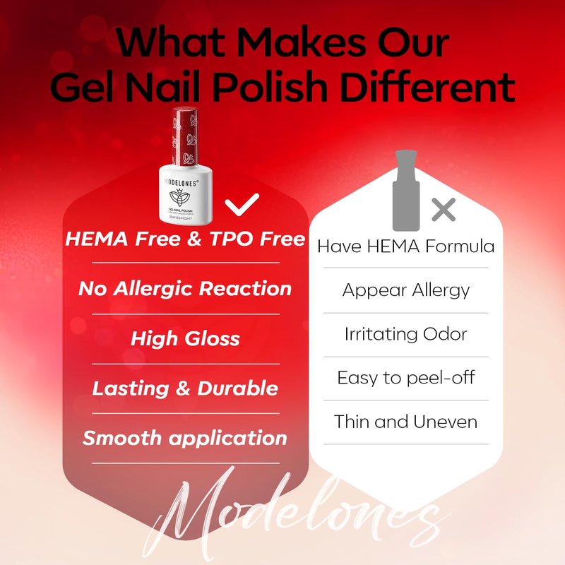 modelones 12Pcs 15ML Red Gel Nail Polish Set, Same Bottle Same Bottle Burgundy Cherry Dark Red Cat Eye Glitter Color Changing Hema Free Gel Polish Kit with Magnet Soak Off Manicure Nail Art DIY