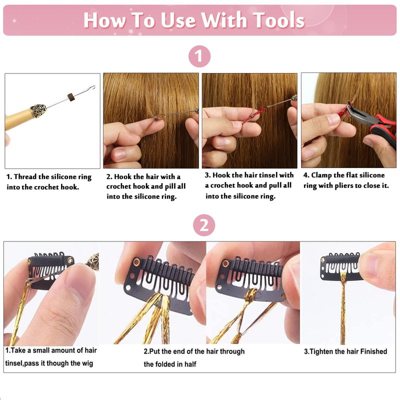YUBTY Hair Tinsel, 20 Colors 8800 Strands Fairy Hair Tinsel Heat Resistant 48 Inches Glitter Tinsel Hair Extensions Highlights Sparkling Hair Tinsel Kit for Girls Women Hair Accessories Party Festival