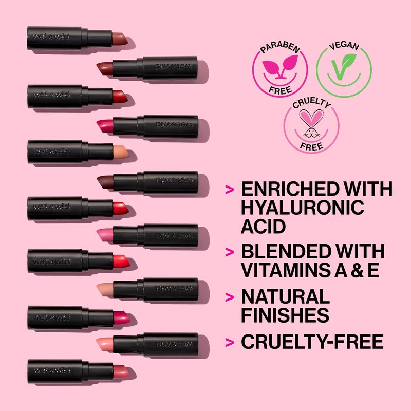 wet n wild Mega Last Matte Lip Color, Semi Matte Hyaluronic Acid Infused, Long Lasting Full Coverage for a Nourishing Pout, Cruelty-Free & Vegan - Bare it All