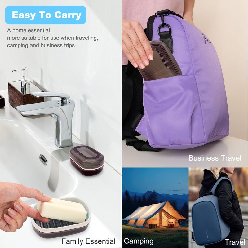 HAYSNA Travel Soap Container, Bar Soap Holder, Portable Soap Case, Soap Dish with Lid for Traveling, Camping, Gym, Bathroom (Black Style-1)