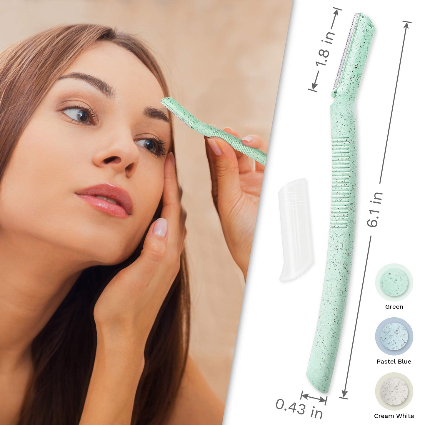 ENNVA 3pcs Dermaplane Facial Hair Removal Razor for Women - Anti-Cutting Protective Blades, Ergonomic Handle, Hygienic Disposable Blades