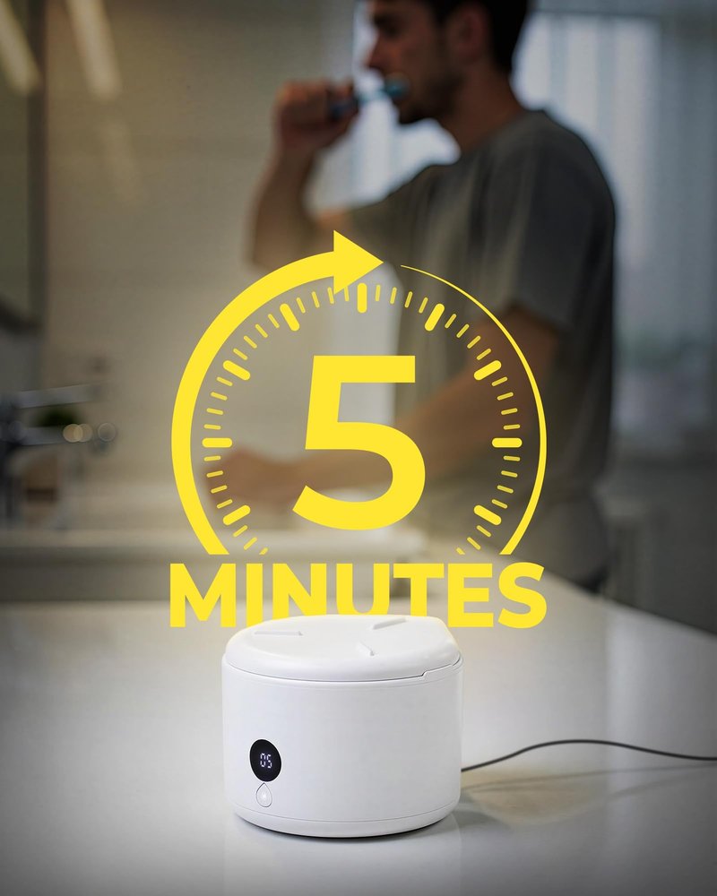 Joynox 45khz Ultrasonic Denture Cleaner Machine, Dental Cleaning Pod with 4 Timed Cleaning Modes & Digital Timer, Mouthguard Cleaner for Dentures, Aligners, Mouth Guards, Night Guards