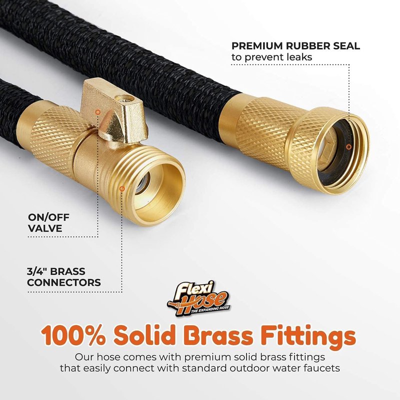 Flexi Hose Expandable Garden Hose - 50FT Lightweight & Retractable | 8 Function Nozzle, No-Kink Design