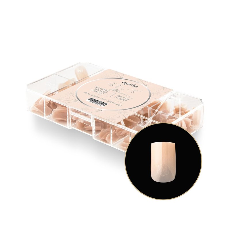Aprés Neutrals Gel-X Alex Box Of Nail Tips, 11 Sizes 00-9, Soft Gel Nail Tip Box, Nail Extensions (150pcs) (Natural Square Medium, 150pcs)