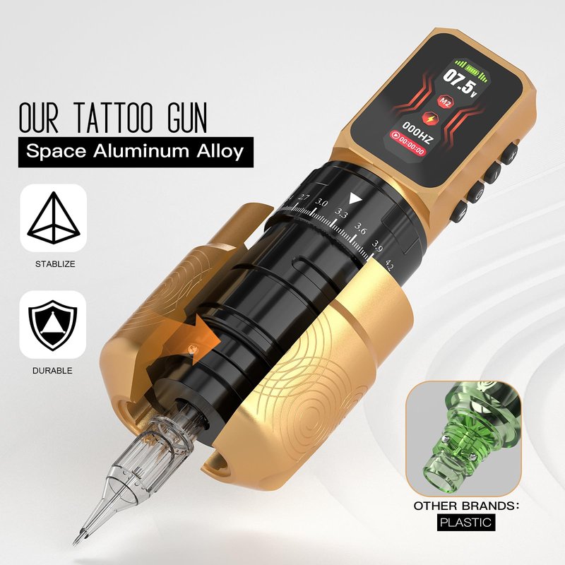 Wormhole 2 PCS 2300mAh Batteries Tattoo Gun Kit Wireless Tattoo Machine Kit – 7 Adjustable Stroke, Smart Display with 3 Memory Slots, 3 Working Modes,2 Xtreme Tattoo Ink for Artists WTK0232
