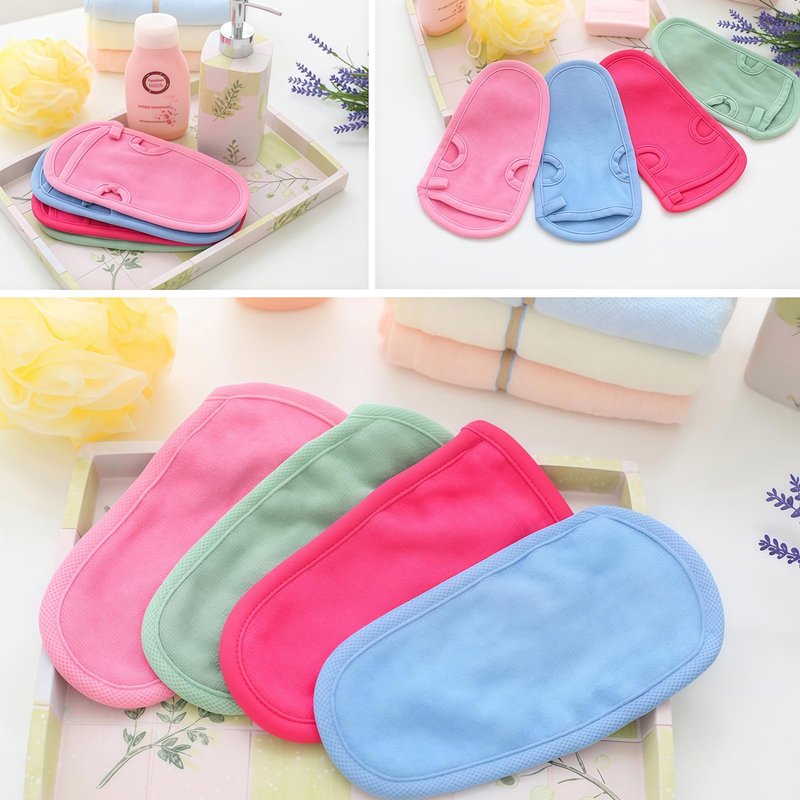 ericotry 3PCS Bathing Shower Exfoliating Mitts Towel Soft Skin Care Face Body Wash Massage Spa Mittens for Adult and Kids(Color Random)