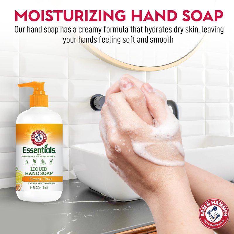 Arm & Hammer Liquid Hand Soap for Skin Cleaning - Cleanser for Kitchen & Bathroom with Gentle Rose Scent - Natural Hand Soap Cleanses, Softens 14 FL Oz (414ml)