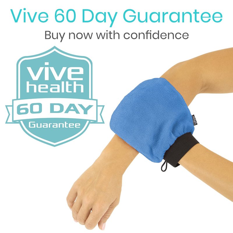 Vive Exfoliating Mitts for Body (4 Pack) - Scrub Gloves with Soap-Saver Pocket - Body Exfoliate Shower Dead Skin Remover - Deep Microdermabrasion Exfoliator for Kerastosis Pilaris - Premium