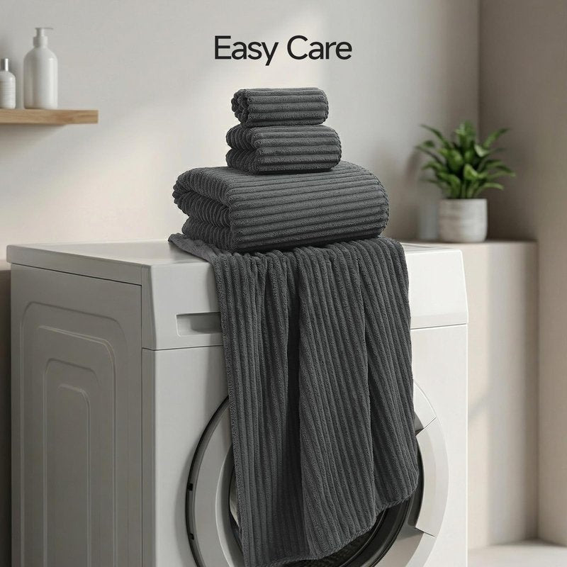 REDKISS Charcoal Gray Bath Towels Set 8 Piece - Microfiber Bathroom Towels of 8 Large, Highly Absorbent Bath Towel, Soft Shower Towel for Bathroom, 2 Bath Sheet 2 Hand 2 Washcloths 2 Hair Towel Wrap