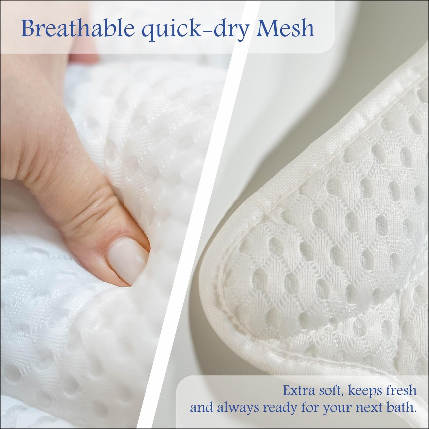Luxury Bath Pillow for Tub – Neck & Back Support with Soft 4D Mesh, Non-Slip Suction Cups, Spa Gift Set with Exfoliating Sponge & Scalp Massager