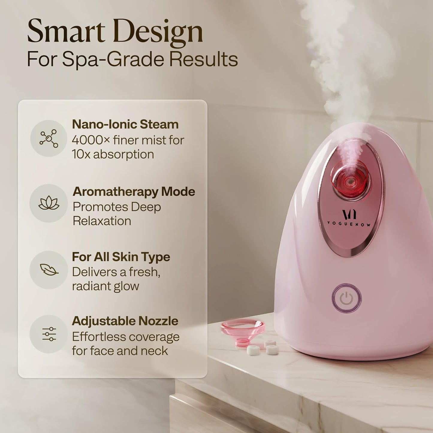 VogueNow Facial Steamer Spa Kit - Deep Cleansing Face Steamer with 15 Skin Care Tools | Perfect Self-Care Gift for Women