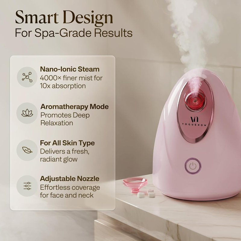 VogueNow Facial Steamer Spa Kit - Deep Cleansing Face Steamer with 15 Skin Care Tools | Perfect Self-Care Gift for Women