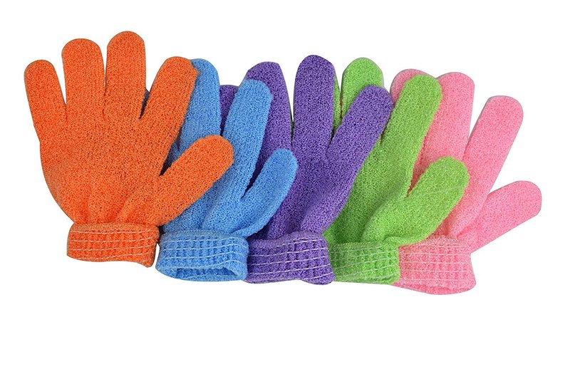 Exfoliating Gloves 10PCS Bath Gloves 5 Pairs, Natural Mitts Gloves for Men and Women Use,Shower Gloves Body Spa Makes Skin Soft and Healthy (AOLANS)