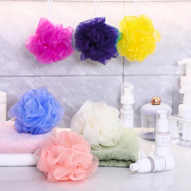 Siifert Bath Sponge Set - 50 Colorful Exfoliating Loofahs for Kids & Adults | Travel-Friendly Body Scrubber Pack