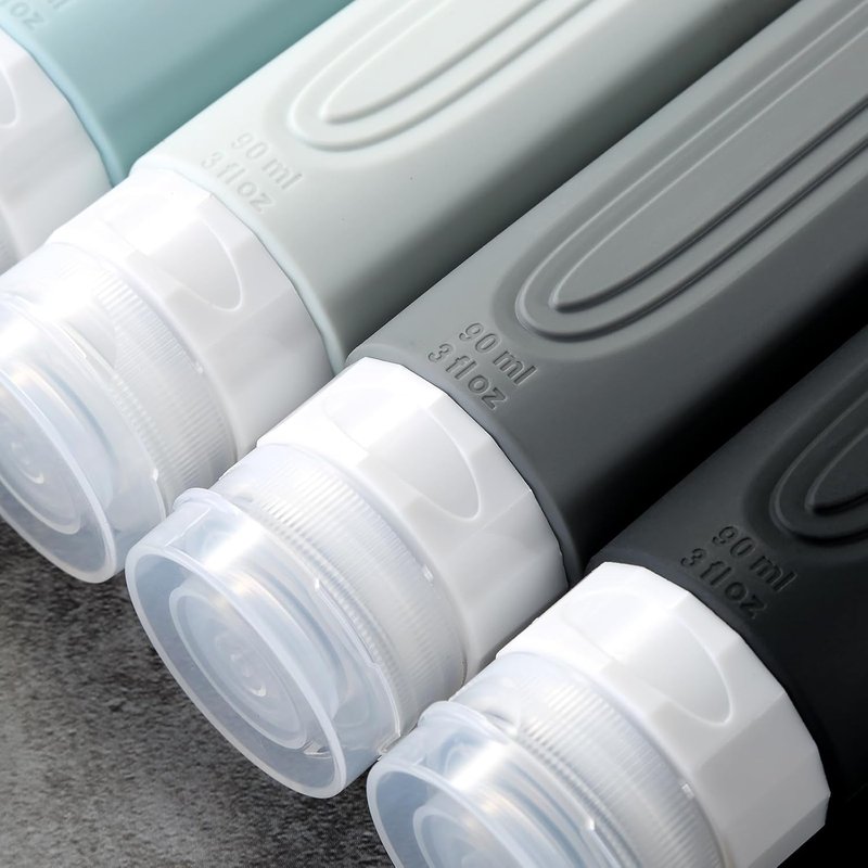 Mrsdry Travel Bottles - TSA Approved 3oz Leak-Proof Silicone Containers for Shampoo & Lotion (4 Pack)