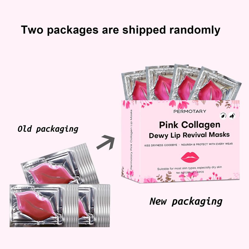 Permotary 30 PCS Moisturizing Collagen Lip Mask Crystal Mouth Care Pads Mask for Moisturizing & Reducing Chapped, Smoothing Fine Lines Lip Patches with Moisture Essence for Gifts