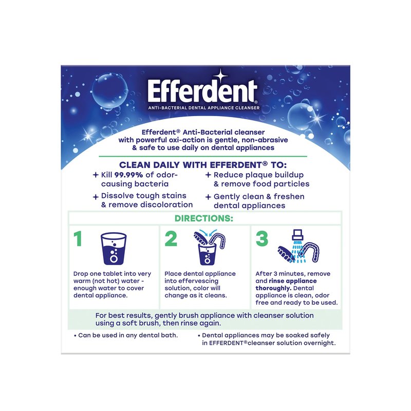 Efferdent Denture Cleaner Tablets – Dental Appliances, Aligners, Mouth Guard, and Retainer Cleaner Tablets, Minty Fresh & Clean, 44 Count