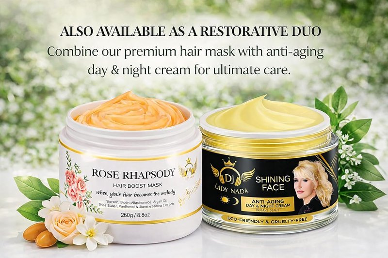 DJ LADY NADA Rose Rhapsody Hair Mask - Deep Repair for Dry & Damaged Hair | Hydrolyzed Keratin, Biotin, Argan Oil - 8.8 oz