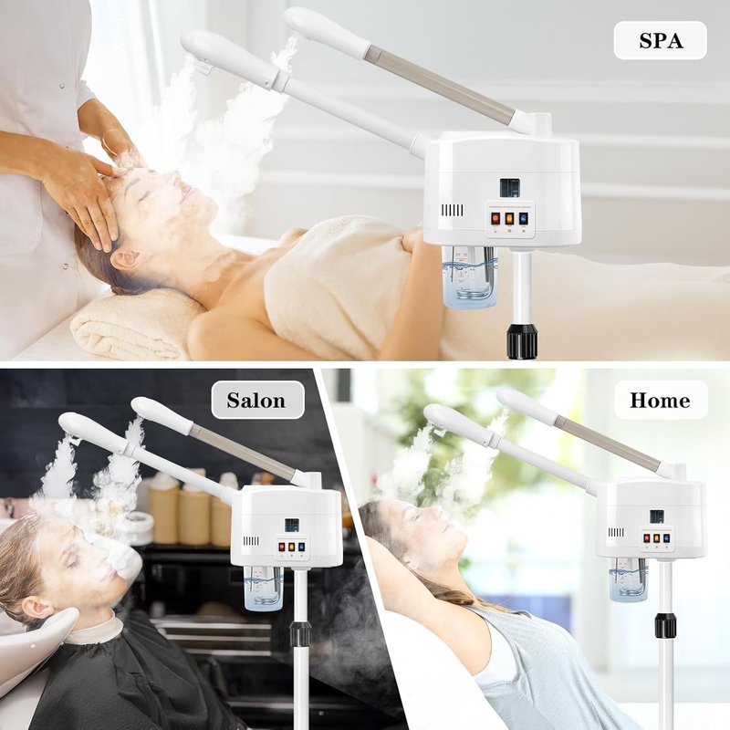 Facial Steamer 2 in 1 - Professional Hot & Cold Mist with Timer | Adjustable Height for Spa & Home Use