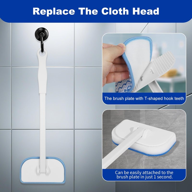 MOSEN Scrub Brush for Shower,4-in-1 Cleaning Brushes with 4 Different Function Cleaning Heads Brush for Shower Cleaning Bathroom Kitchen Car Tub Tile