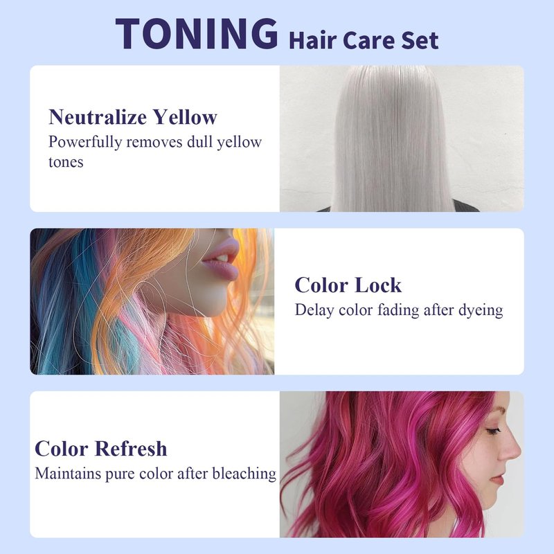 Sulfate Free - Purple Shampoo and Conditioner Set for Women 5.29 Oz for Blonde, Brassy Hair - Hydrating Repair and After Bleach Treatment for Damaged and Dry Hair Adds, Shine, Elasticity