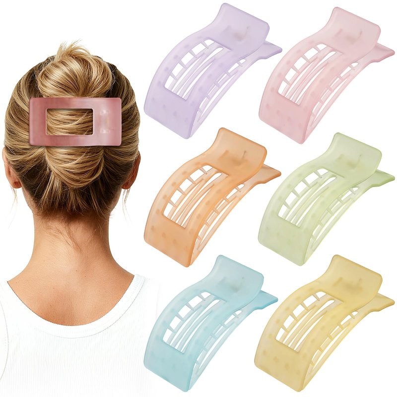 Artchita French Flat Hair Clips for Women 6pcs Hair Claw Clips for Thick or Thin Hair Matte Claw Clips for Girls Barrettes Non-Slip Strong Hold Hair Accessories for Women (Ice Cream)