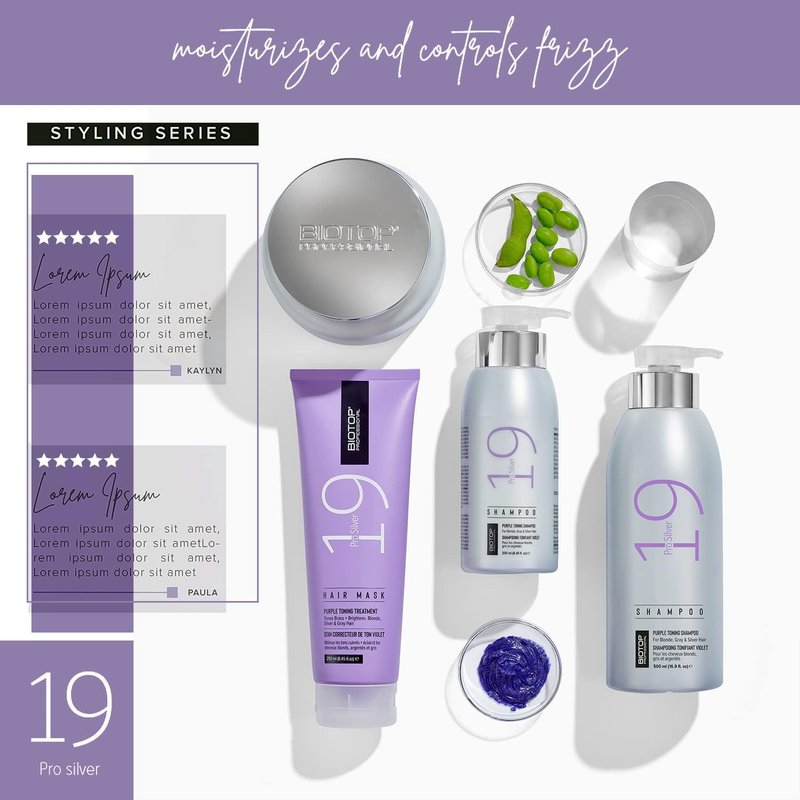 Biotop Professional Silver Hair Mask - Moisturizing Treatment for Blonde & Bleached Hair - 18.6 oz