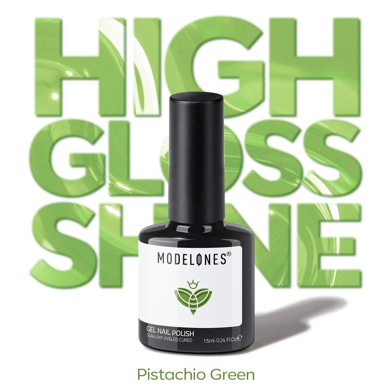 modelones Green Gel Polish Olive Green Gel Nail Polish Pistachio Nail Polish Spring Summer Soak Off LED Nail Art DIY Nail Manicure 15ML