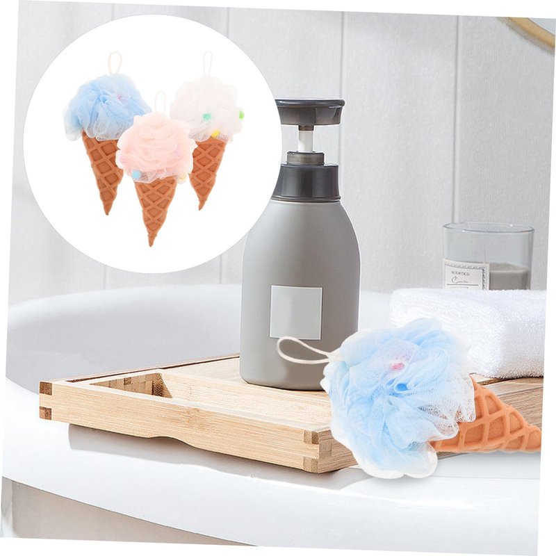 Beatifufu Bath Ball 3-Pack Shower Sponge Set Soft Pe Mesh Body Scrubber with Thick Hanging Rope for Gentle Exfoliating and Deep Skin Cleansing Suitable for Adults and Kids