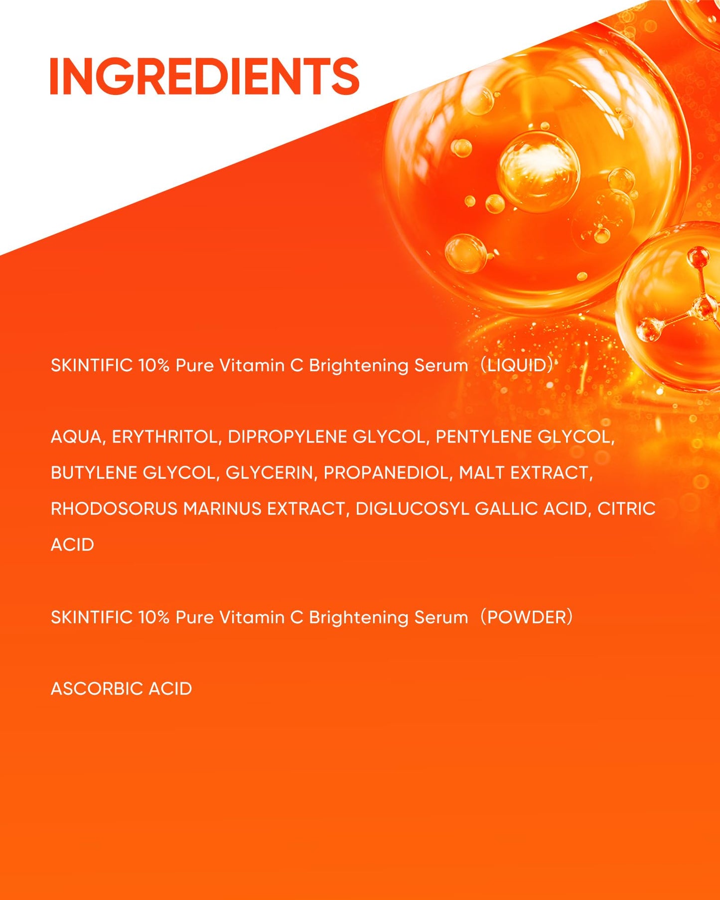 SKINTIFIC Dual-Chamber Fresh Vitamin C Brightening Serum for Face, 10% Pure Vit C Powder Serum, Dark Spot Corrector, Oxidation-Proof with UV Shield