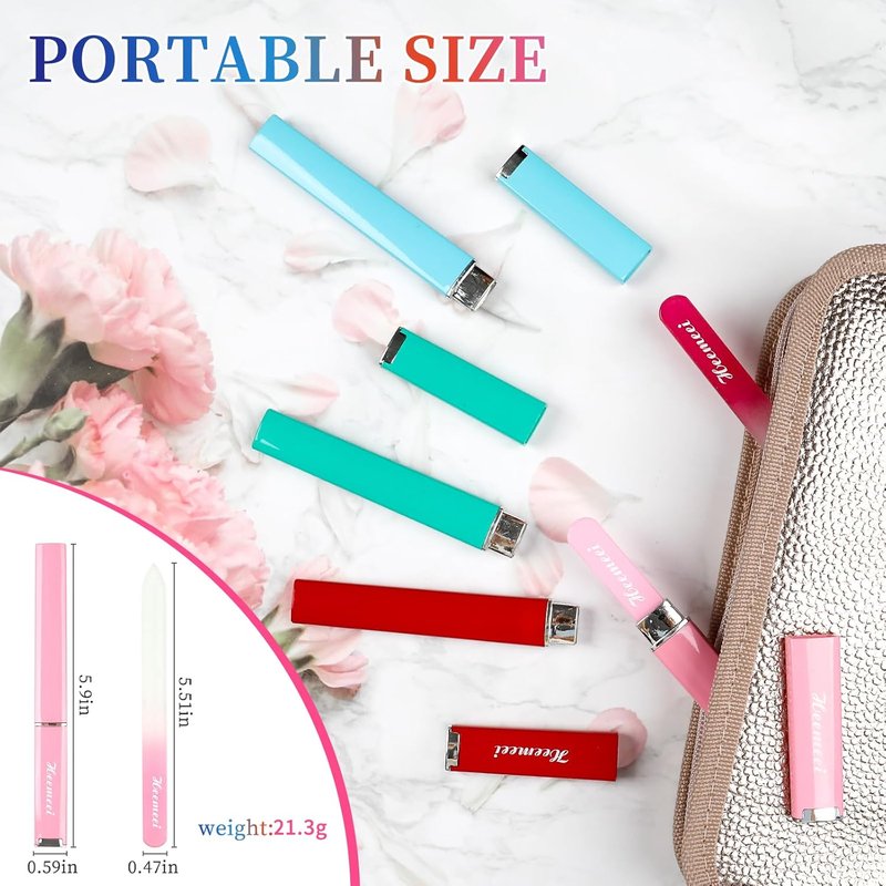 Skiennix Glass Nail Files - Double-Sided 180/320 Grit with Case | Perfect for Natural Nails & Pedicures