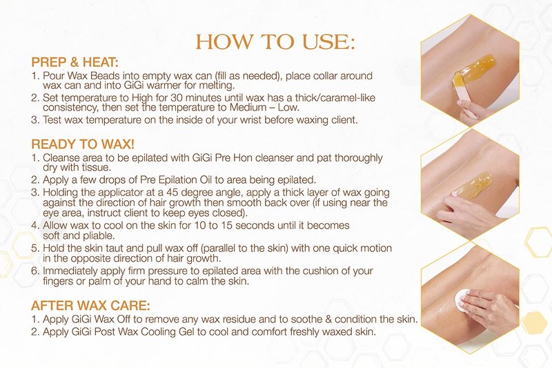 GiGi Golden Honee Hard Wax Beads – Stripless Hair Removal Wax for Face, Bikini, Legs & Body, All Purpose Waxing Beads for At-Home Waxing, 14 oz