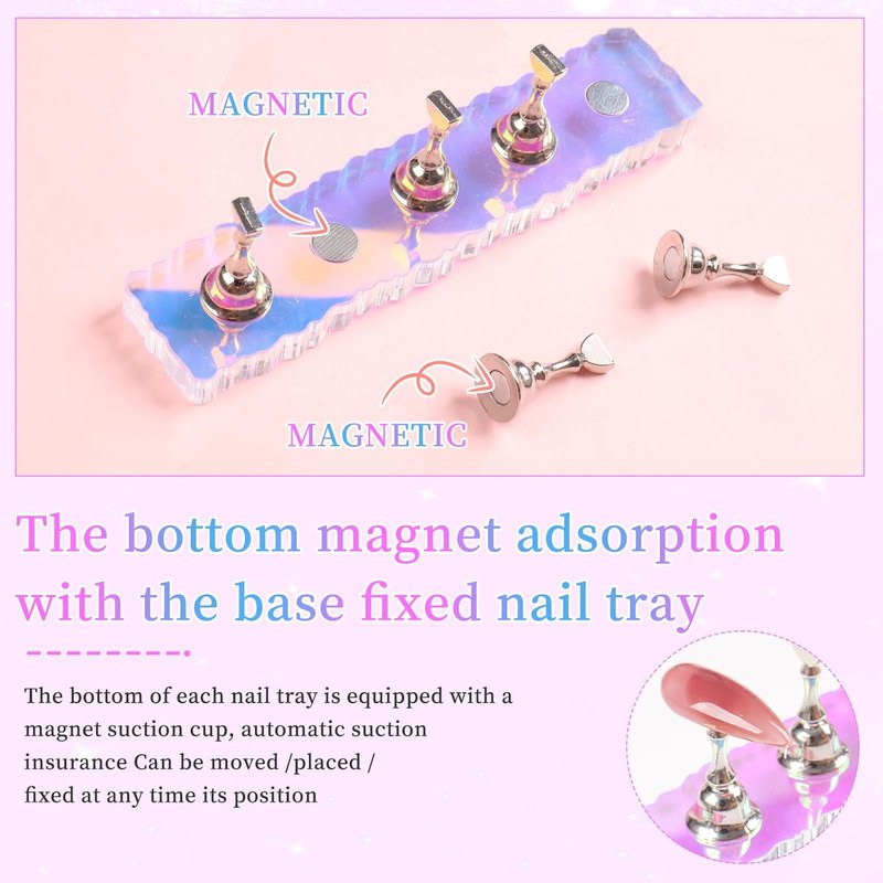 ANGNYA Nail Stand Set - Aurora Nail Holder for Press-On Nails with 96 Removable Tapes | Magnetic Nail Art Tools for Home & Salon