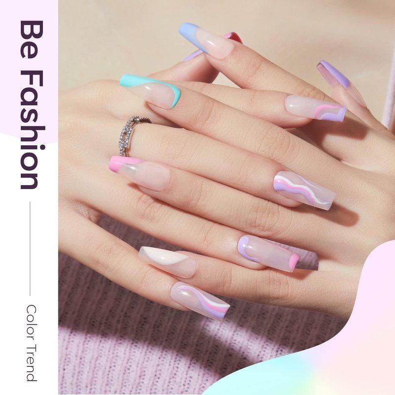 modelones Gel Nail Polish Set, 6 Colors 2026 Spring Summer Pastel Gel Polish Set with Nail Art Liner Brush Soft Pink White Light Purple Blue Green Nude Painting Nail Polish Kit Mothersday DIY Gift
