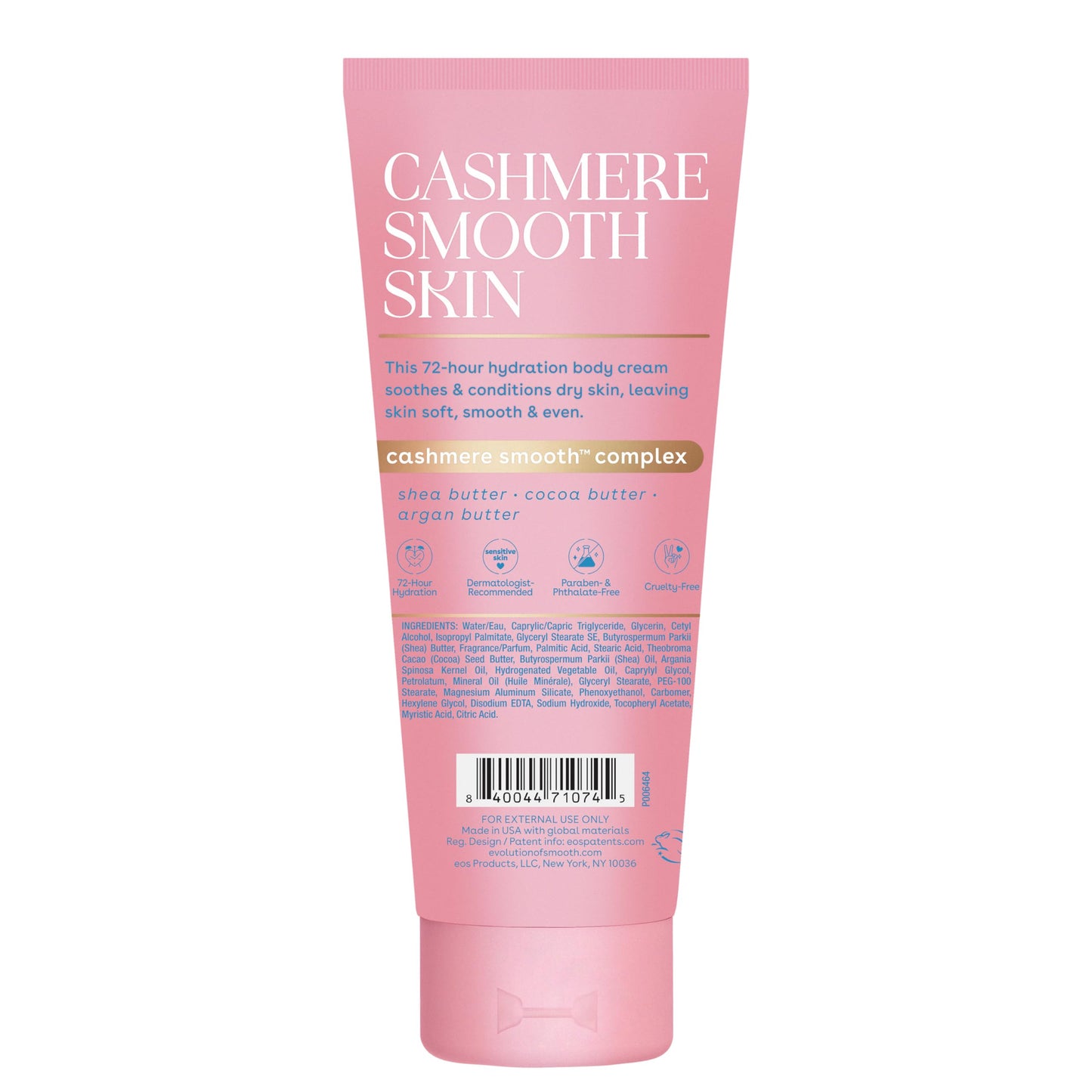 eos Cashmere Skin Collection Post-Shave Smooth Body Cream- Vanilla Cashmere, 72-Hour Hydration, Nourishing, Body Care, Shea Butter, 7 fl oz