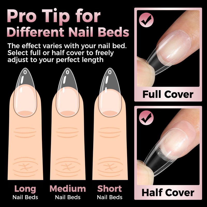 Luckyfairy Medium Stiletto Nail Tips: 240 Pcs Full Cover Almond Shape False Nail Acrylic Soft Gel Nails Tips Clear Stiletto Press on Tips Pre-buffed for Nail Art Extension Salon Home DIY 12 Sizes