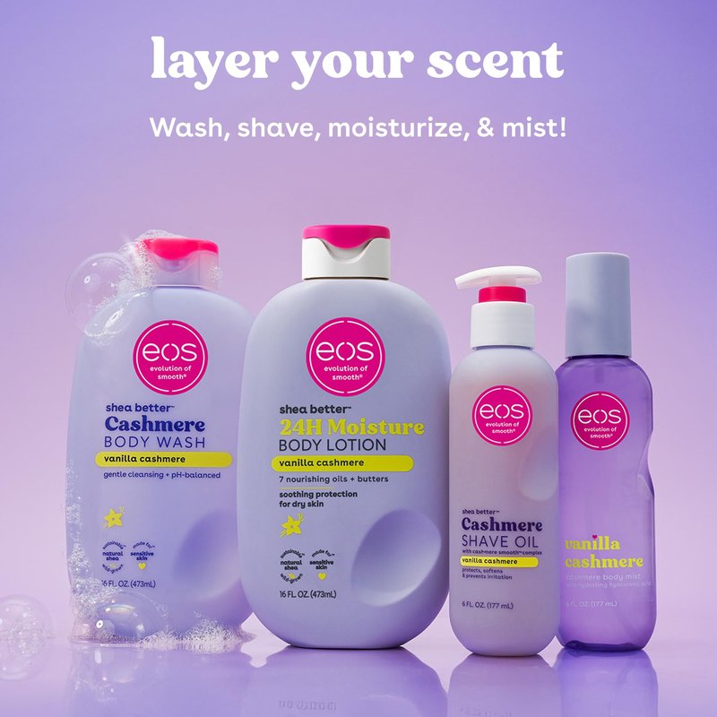 eos Shower Essentials Bundle- Body Lotion, Body Wash, Shave Oil - Vanilla Cashmere