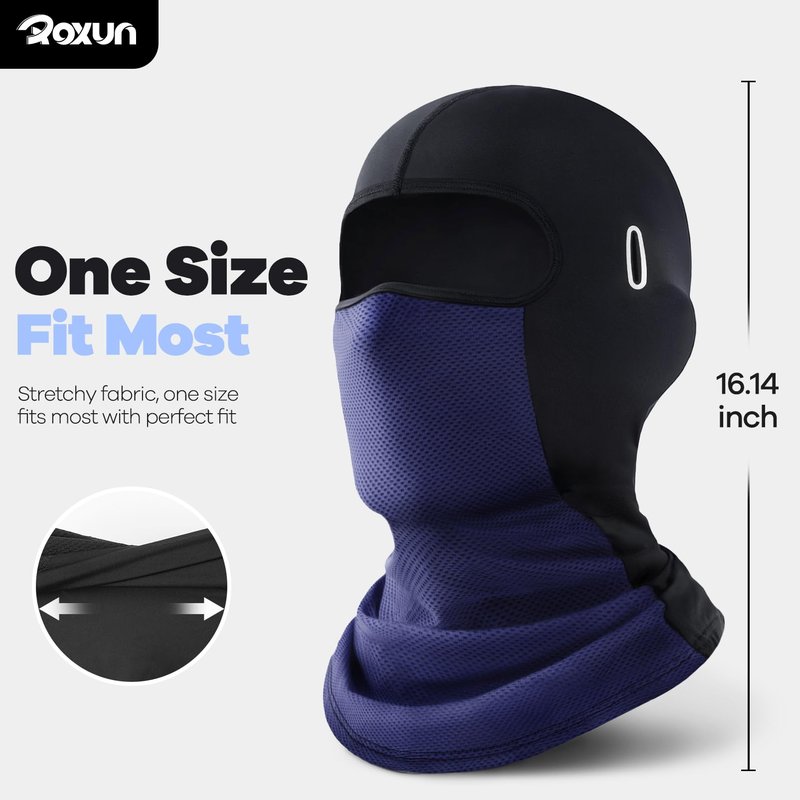 ROXUN Balaclava Cycling Face Mask, Summer Cooling Ice Silk Mesh Moto Sun Protection Ski for Men Women Black
