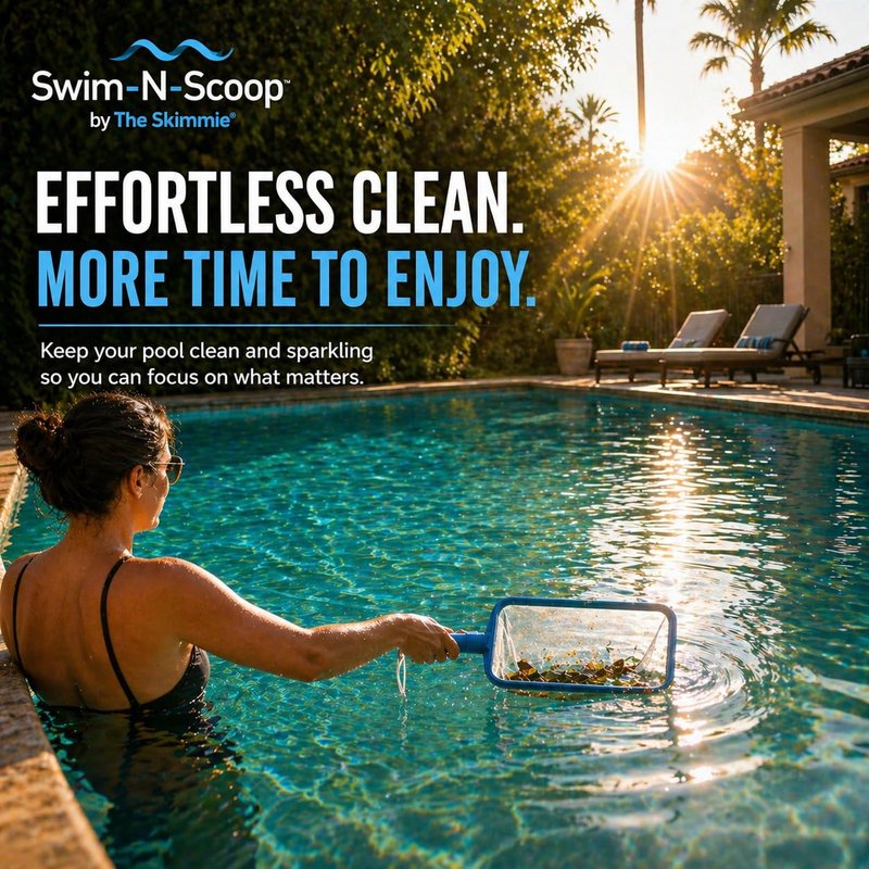 The Skimmie Swim-N-Scoop in-Pool Handheld Skimmer Net for Scooping Debris, Leaves, and Bugs While Swimming
