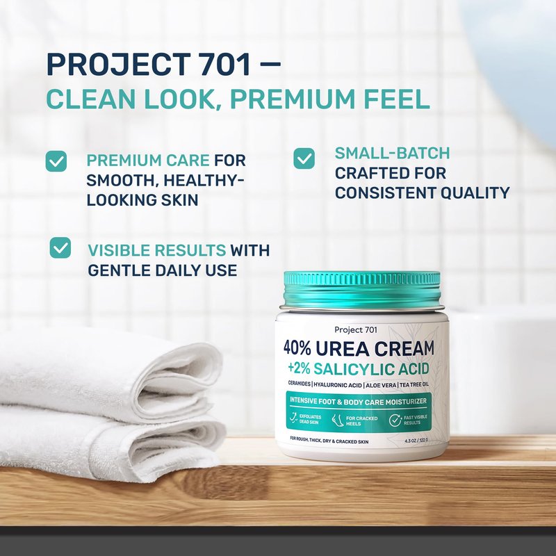 Urea Cream 40 Percent for Feet Maximum Strength - Urea Foot Cream and Callus Remover, Exfoliating Heels Cream with Salicylic Acid - Dry Cracked Foot Lotion Urea, Ceramides, Tea Tree Oil, 4.3 oz