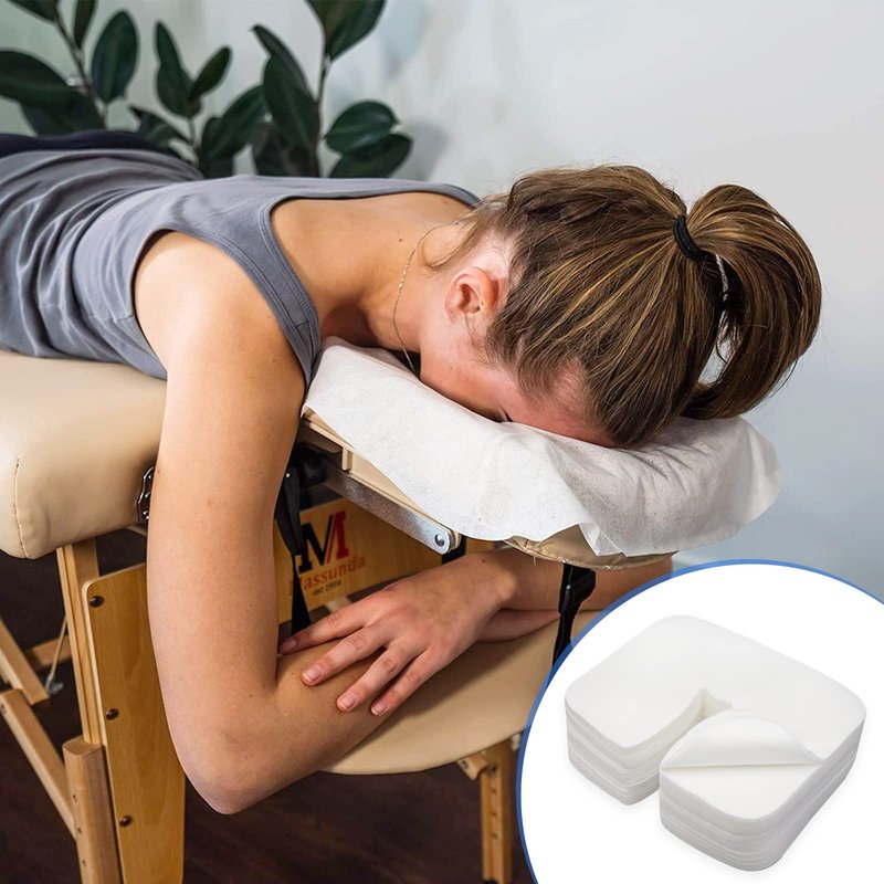 300 Count Disposable Face Cradle Covers, Medical-Grade, Ultra Soft, Luxurious, Non-Sticking Massage Face Covers, Headrest Covers for Massage Tables & Massage Chairs