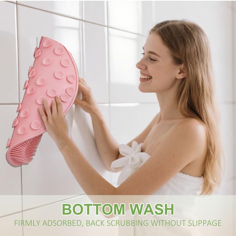 Shower Foot Scrubber Back Washer Mat, 2025 New Foot Back Cleaning Pad with Non-Slip Suction Cups, Back Exfoliating Bath Wash Pad for Women and Men (Gray)