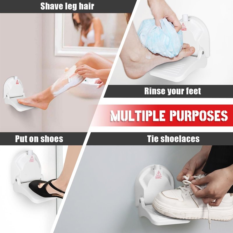 Suction Cup Shower Foot Rest for Shaving Legs, Foldable Shower Step Foot Rest Tool Stand to Shave Legs, Anti-Slip Shower Ledge Leg Shaving Shelf
