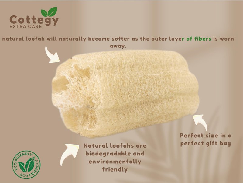 Cottegy Premium Exfoliating Loofah Gloves – Natural Egyptian Loufa Sponge Body Scrubber Mitts for Soft, Radiant Skin – Left and Right Thumb Holes - Gentle Exfoliation & Deep Clean (1-Pack) (Count 2)
