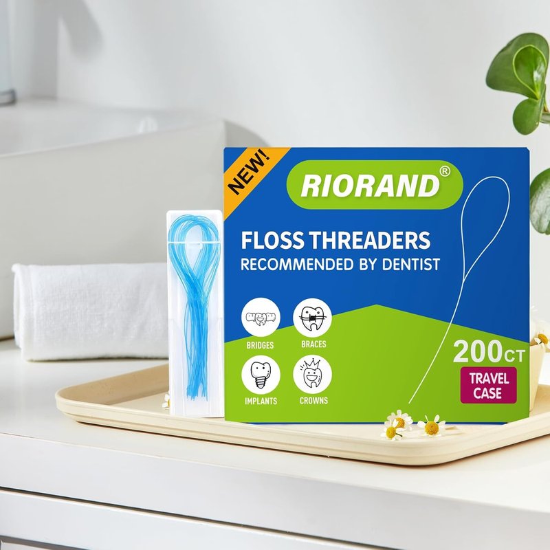 RioRand Floss Threaders - Essential Oral Health Tool for Braces & Implants | 200 Count (Pack of 4)