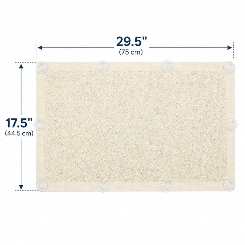 Huji Loofah Shower Mat - Non-Slip Bath Mat 10 Super Suction Cups for Bathroom - Great for The Elderly and Children