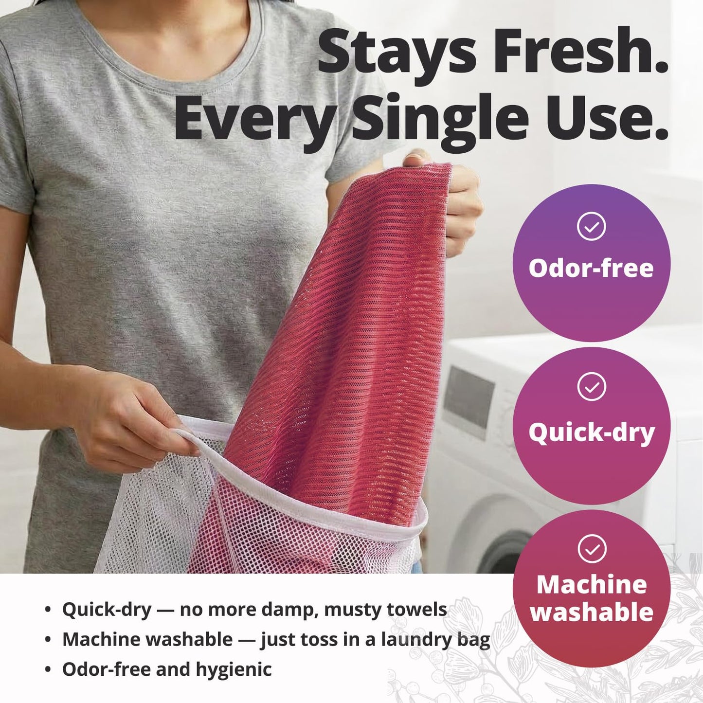 aisen Japan - Gentle Exfoliating Shower Towel, Ultra-Soft Japanese Nylon Body Scrubber, Long 47" Back Towel, Quick-Dry, Colorfast & Odor-Resistant, Made in Japan | Home & Spa (Wine Red)