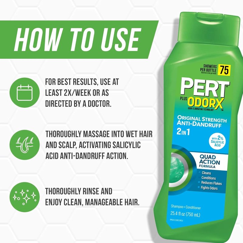 Pert Plus 2-in-1 Shampoo & Conditioner - Dandruff Control Formula | 25.40 oz (Pack of 5)