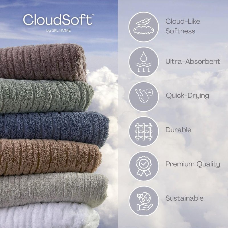 SKL Home CloudSoft Cotton Luxury 4 Pc Bath Towel Set, Teal