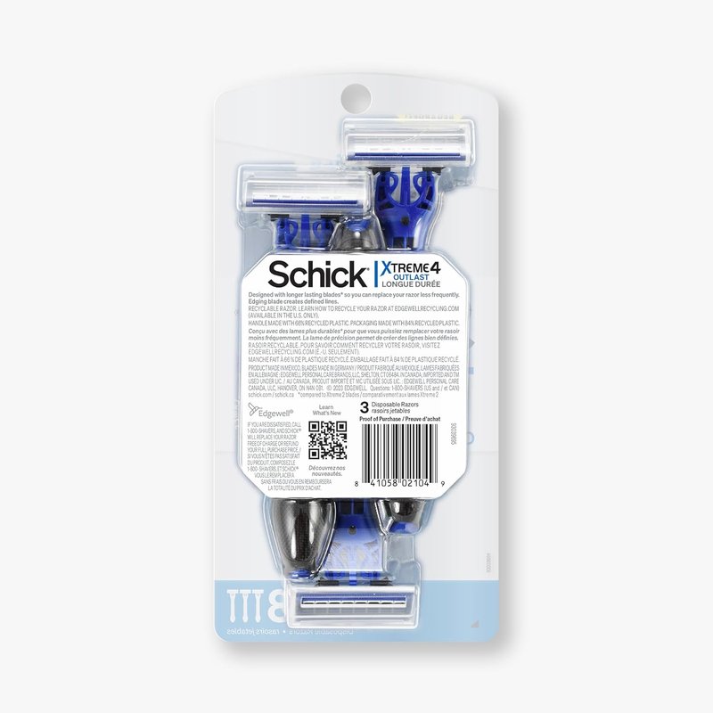 Schick Xtreme 4 Disposable Razors for Men - Long-Lasting Comfort | 3 Count Pack